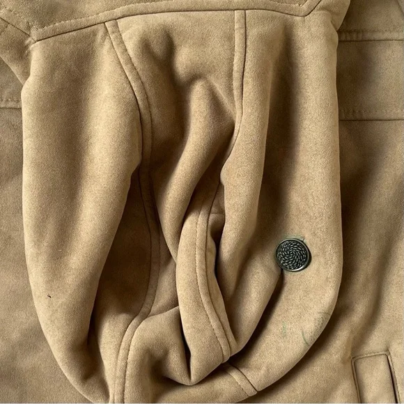 Guess Jeans Vintage Coat Faux Shearling Hooded Jacket Retro Sherpa - Picture 5 of 13